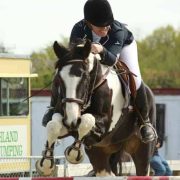 Equestrian rider jumping with horse at Reigning Downs Hauora Centre.